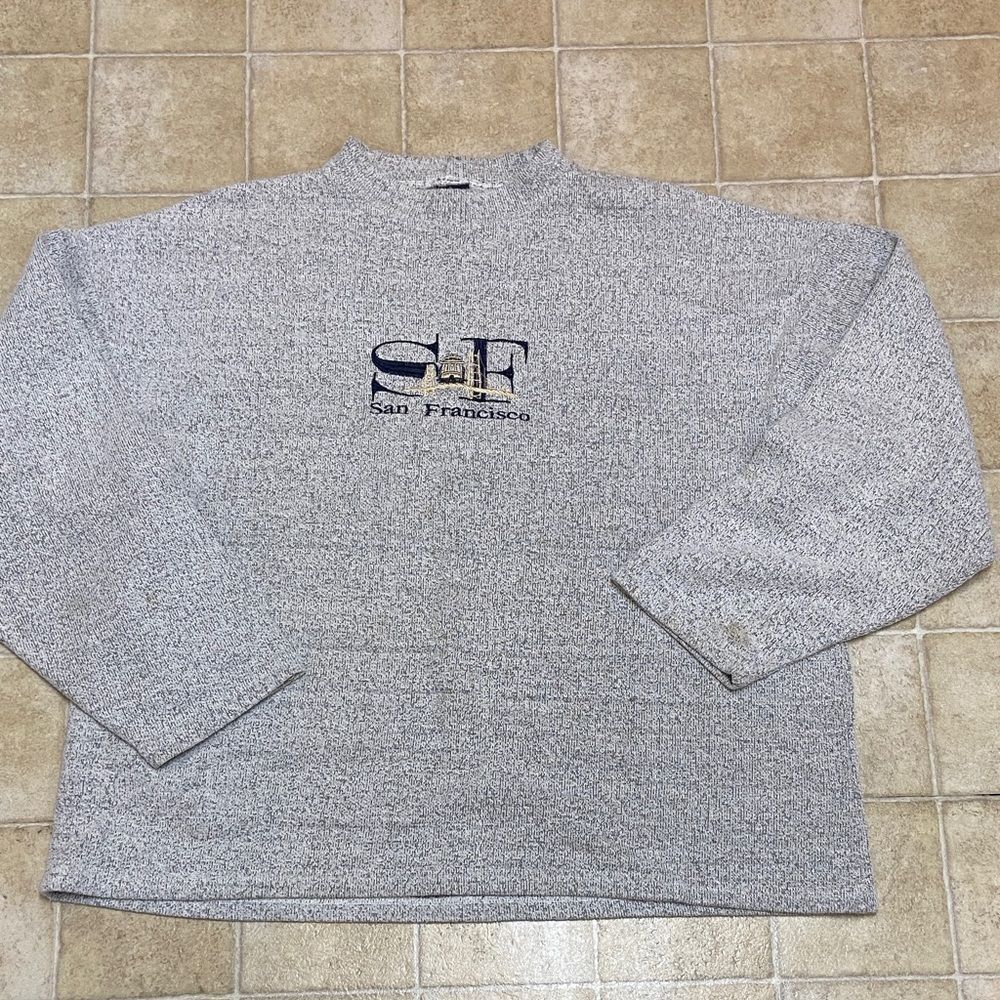 VTG,Stylish Gray San Francisco Crewneck Sweater Made In USA Size XXL